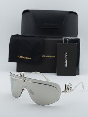 Dolce & Gabbana DG2320 05/6G Shield Sunglasses - Silver/Grey Silver Mirror